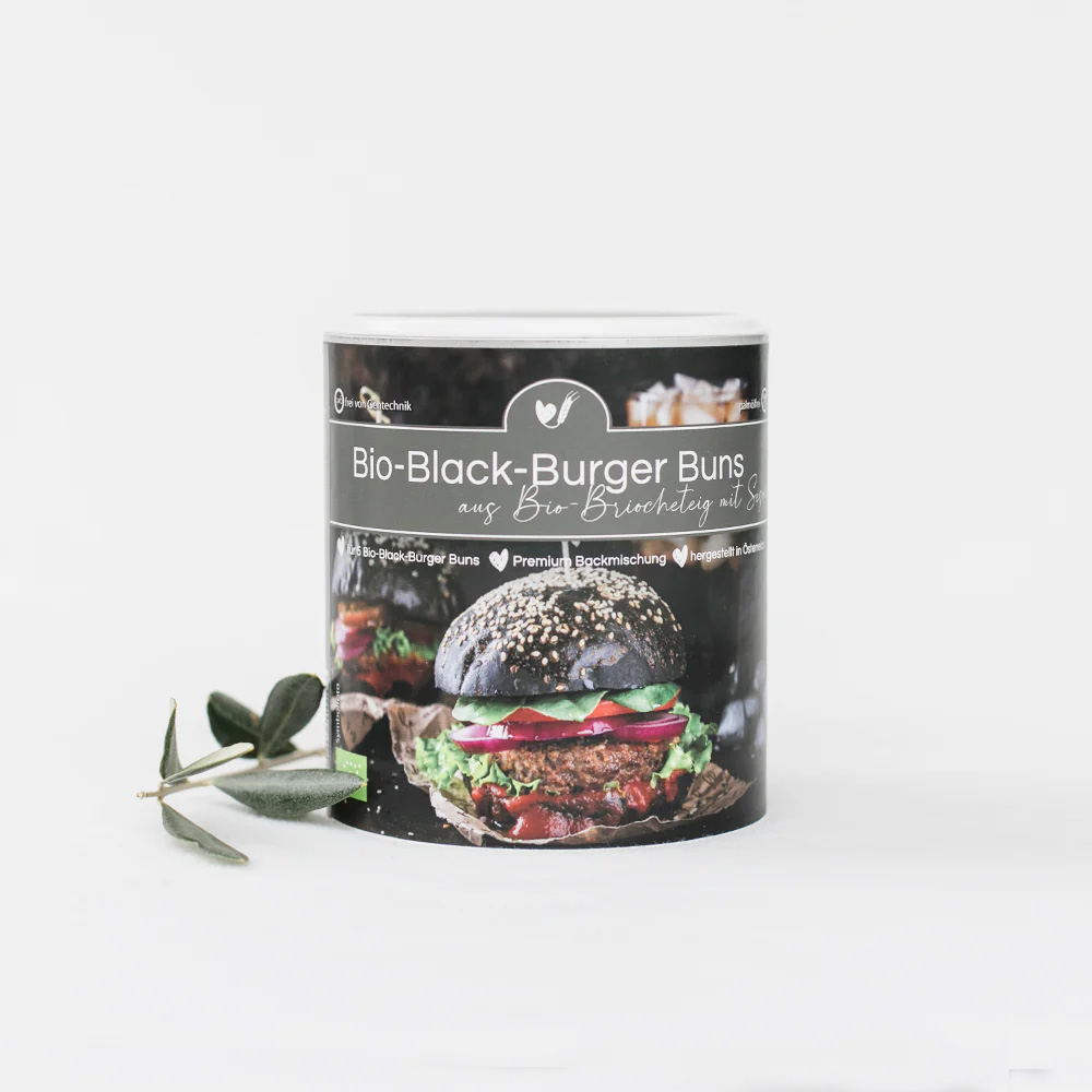Bake Affair Bio-Backmischung Black Burger Buns Frauegschichte - Bake Affair Bio-Backmischung Black Burger Buns