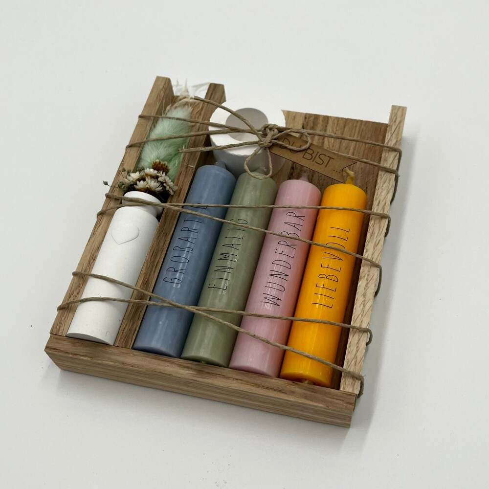 Frauegschichte - isaMi Kerzenset "Du bist..." pastell