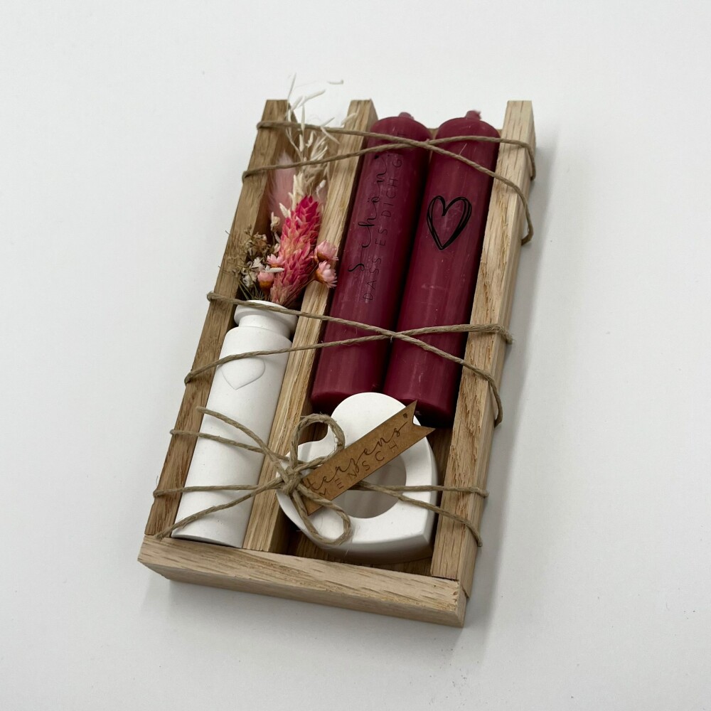 isaMi Kerzenset "Schön, dass es dich gibt" altrosa Frauegschichte - isaMi Kerzenset "Schön, dass es dich gibt" altrosa