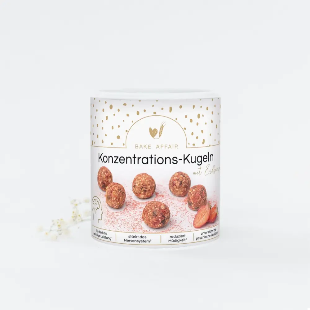 Bake Affair Vitamin-Mischung Konzentrations-Kugeln mit Erdbeeren Frauegschichte - Bake Affair Vitamin-Mischung Konzentrations-Kugeln mit Erdbeeren