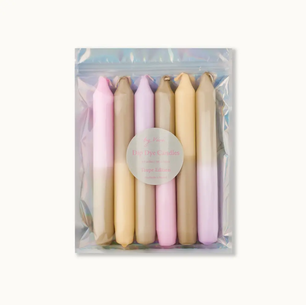 By Vivi. Dip-Dye-Kerzenset - Taupe Frauegschichte - By Vivi. Dip-Dye-Kerzenset - Taupe