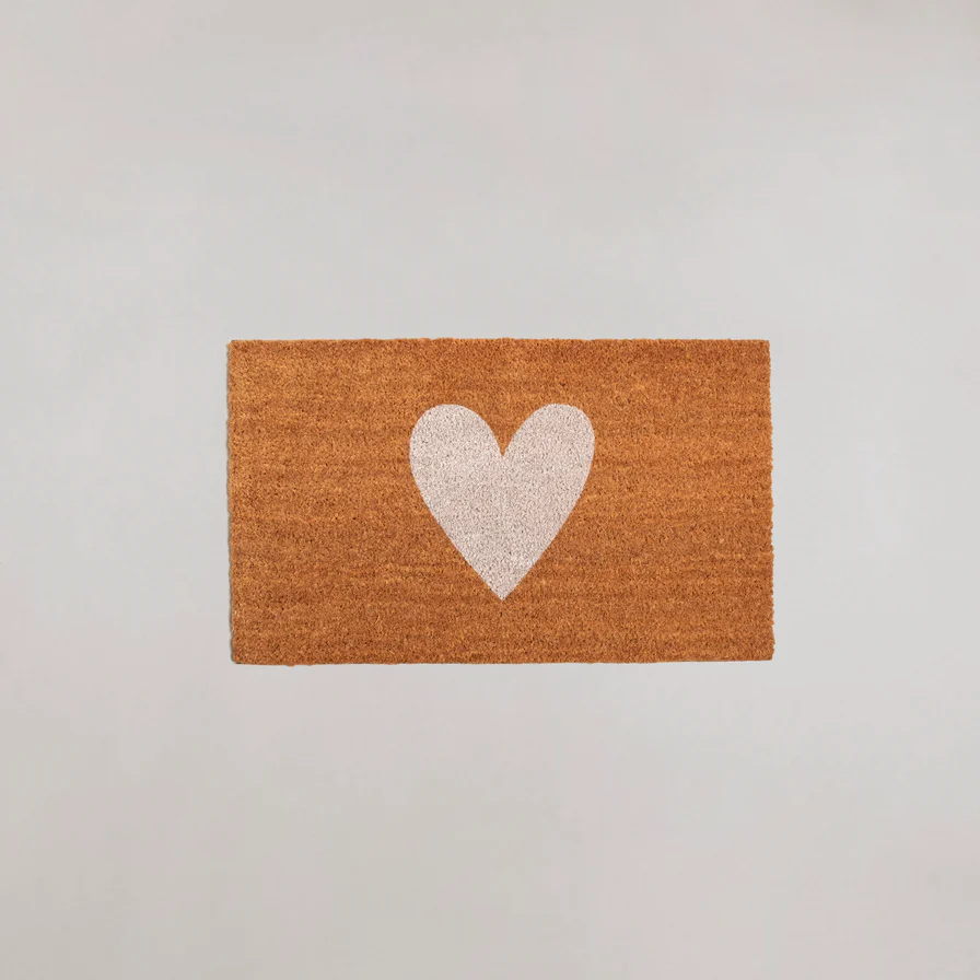 Eulenschnitt Kokos Fussmatte "Weisses Herz" Frauegschichte - Eulenschnitt Kokos Fussmatte "Weisses Herz"