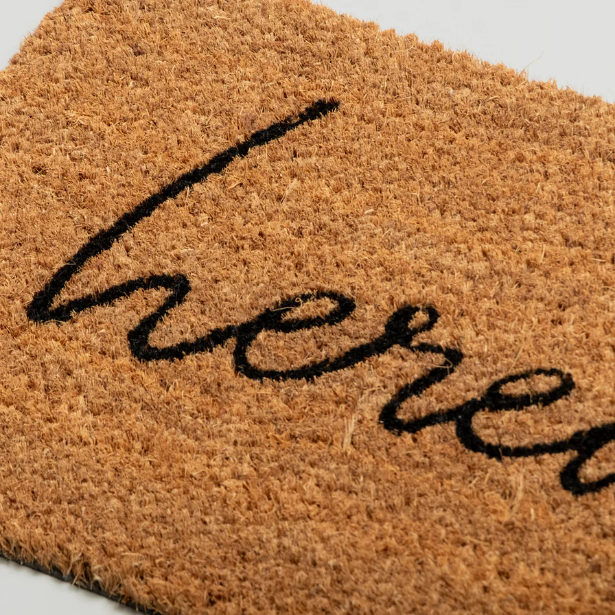 Eulenschnitt kleine Kokosmatte "Hereinspatziert" Frauegschichte - Eulenschnitt kleine Kokosmatte "Hereinspatziert"