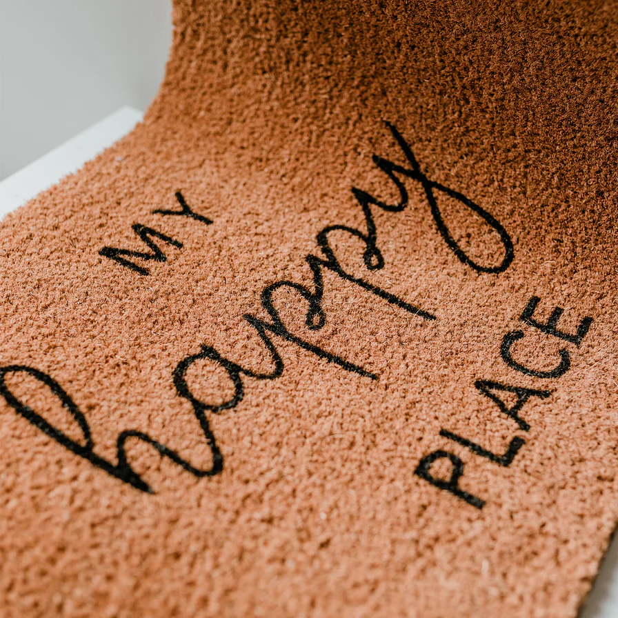 Eulenschnitt Kokos Fussmatte "Happy Place" Frauegschichte - Eulenschnitt Kokos Fussmatte "Happy Place"