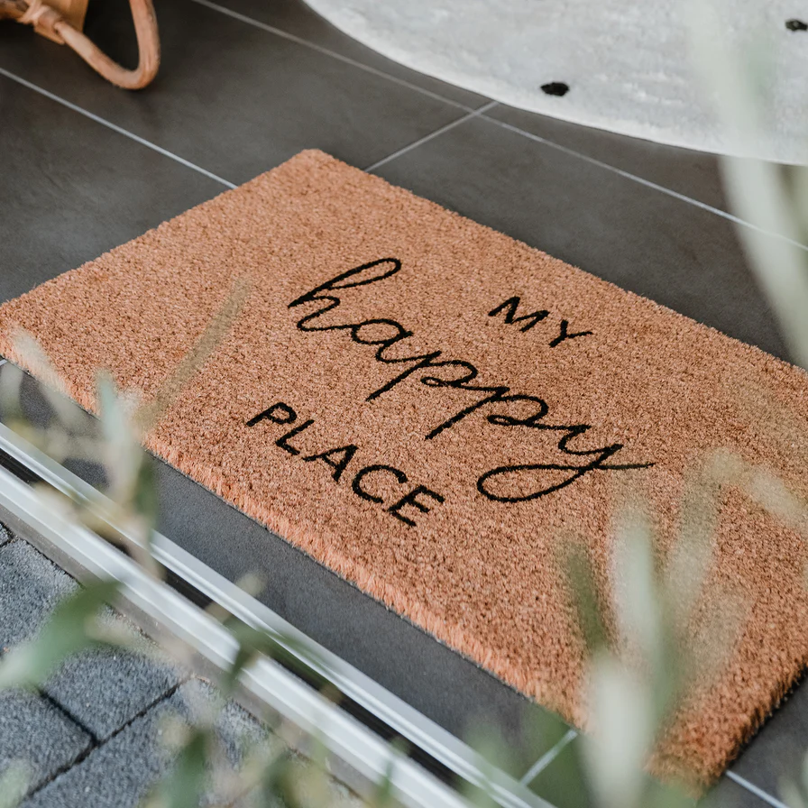 Eulenschnitt Kokos Fussmatte "Happy Place" Frauegschichte - Eulenschnitt Kokos Fussmatte "Happy Place"