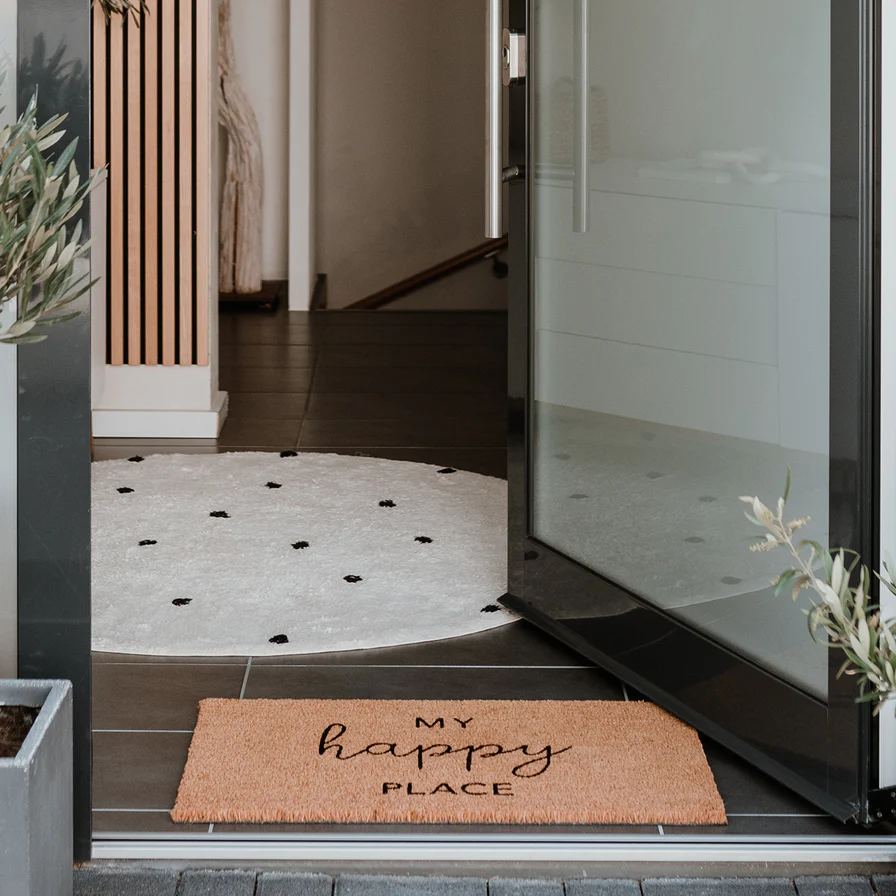 Eulenschnitt Kokos Fussmatte "Happy Place" Frauegschichte - Eulenschnitt Kokos Fussmatte "Happy Place"