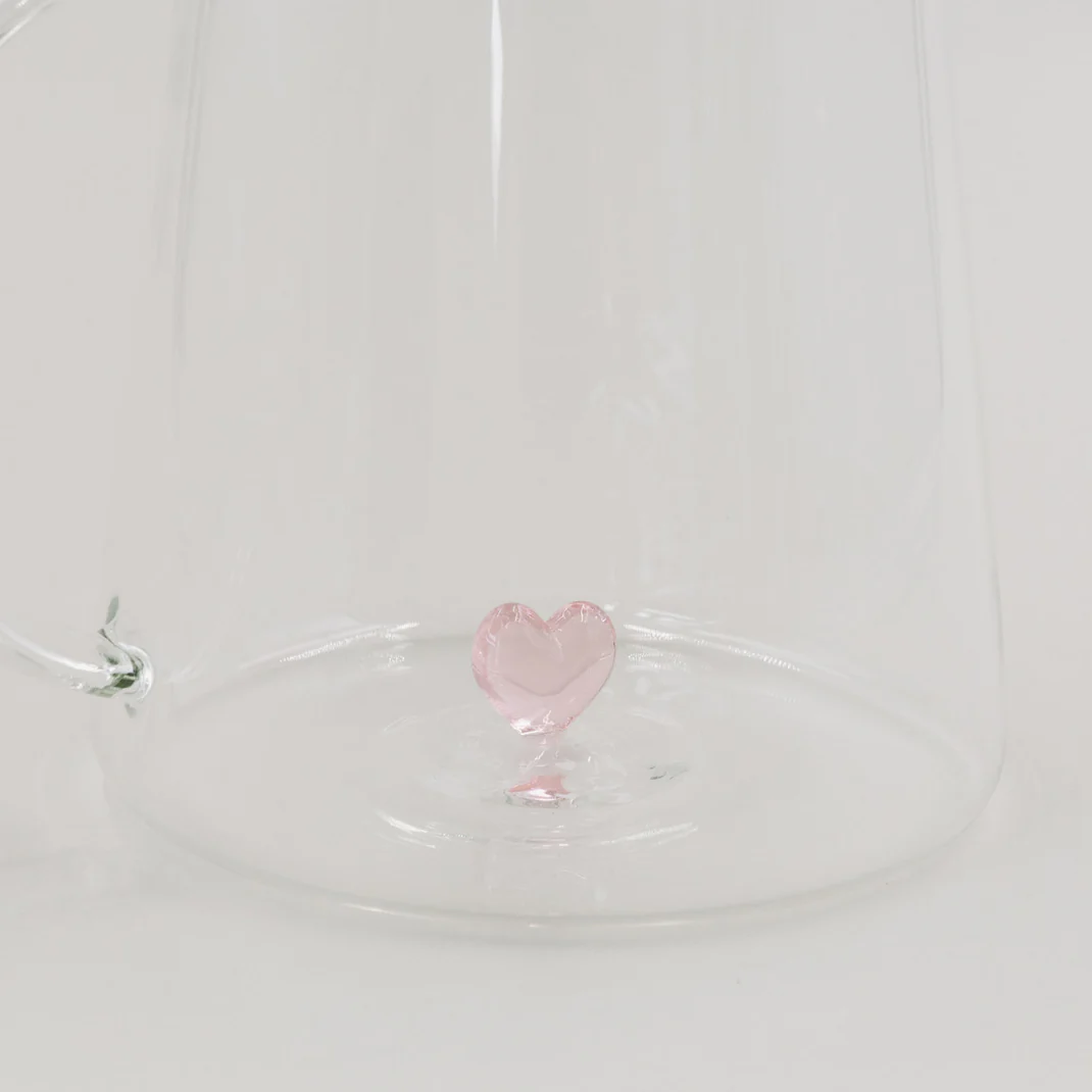 Eulenschnitt Karaffe Herzfigur rosa Frauegschichte - Eulenschnitt Karaffe Herzfigur rosa