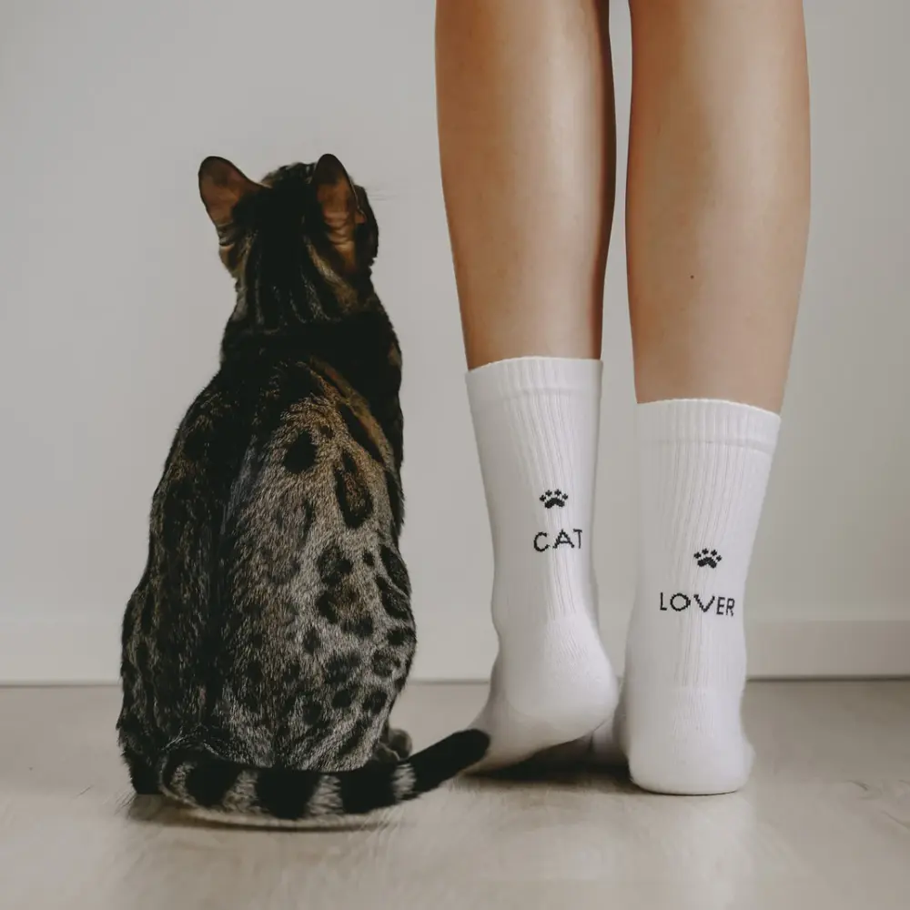 Eulenschnitt Socken "Cat Lover" Grösse M Frauegschichte - Eulenschnitt Socken "Cat Lover" Grösse M