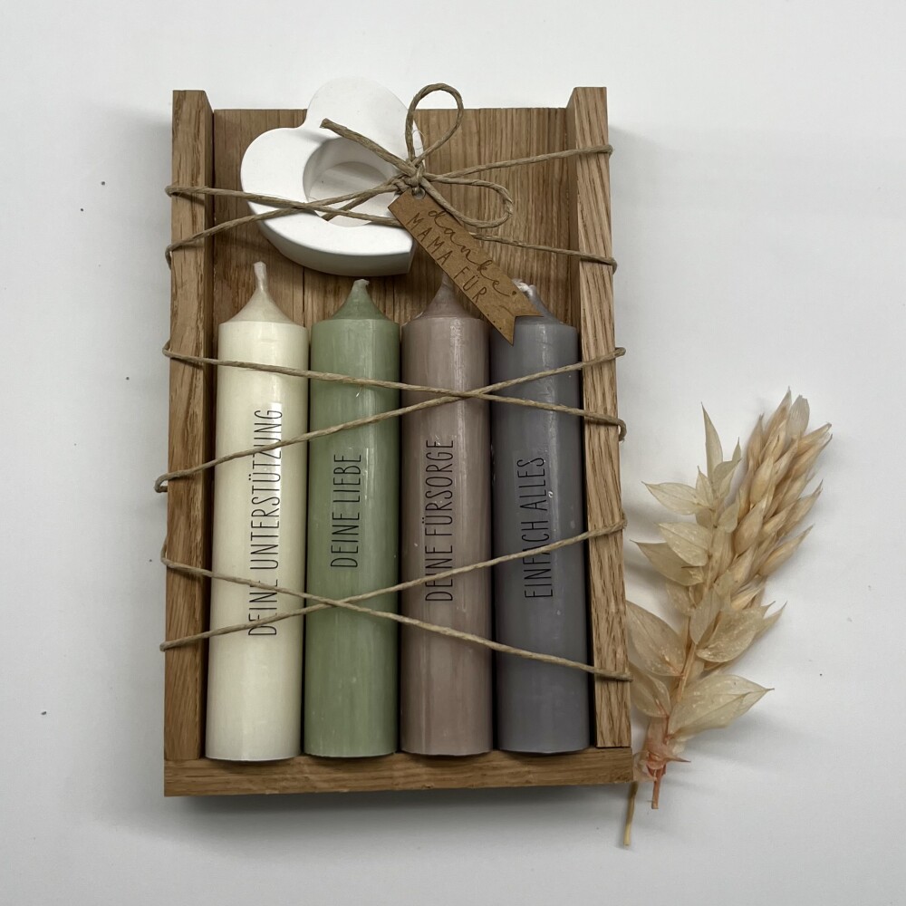 Frauegschichte - isaMi Kerzenset "Danke Mama" grün