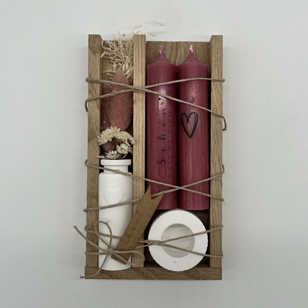 Frauegschichte - isaMi Kerzenset "Schön, dass es dich gibt" altrosa