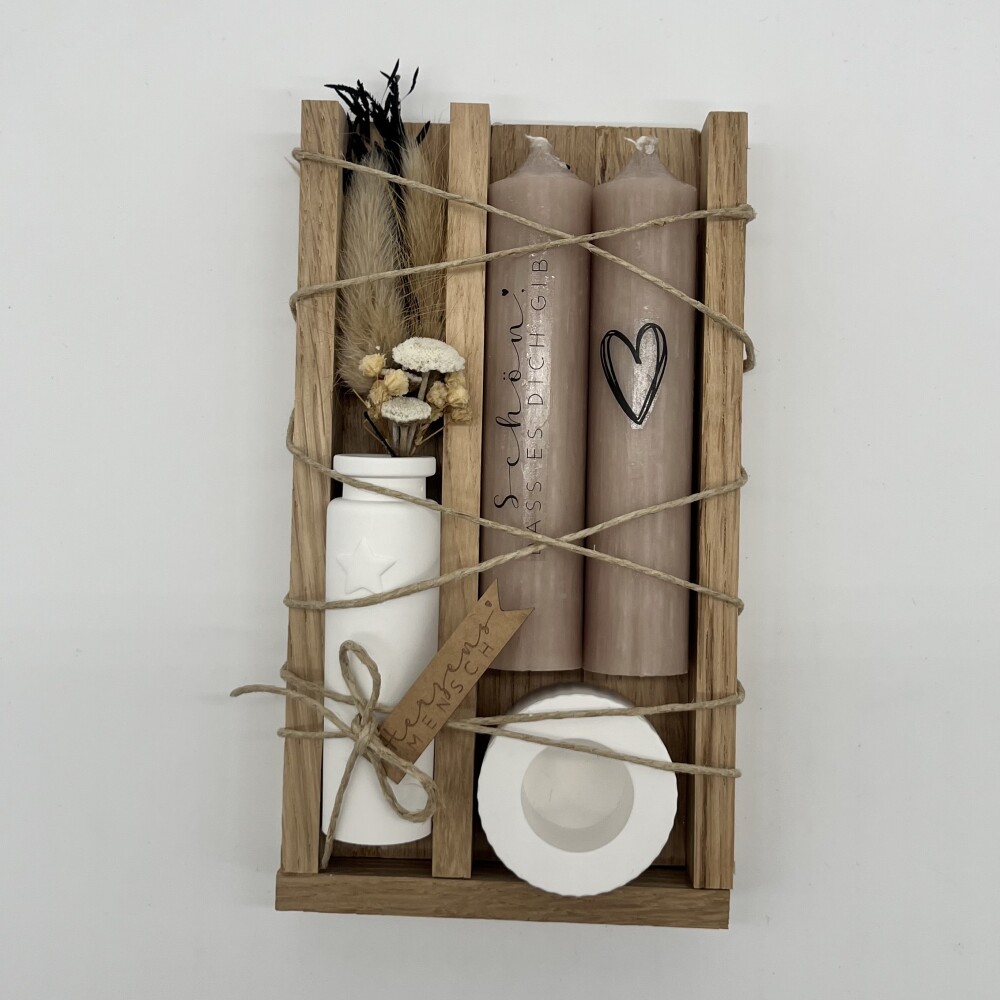 Frauegschichte - isaMi Kerzenset "Schön, dass es dich gibt" Taupe