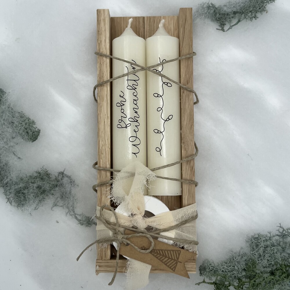 Frauegschichte - isaMi Weihnachts-Kerzenset "frohe Weihnachten" - elfenbein