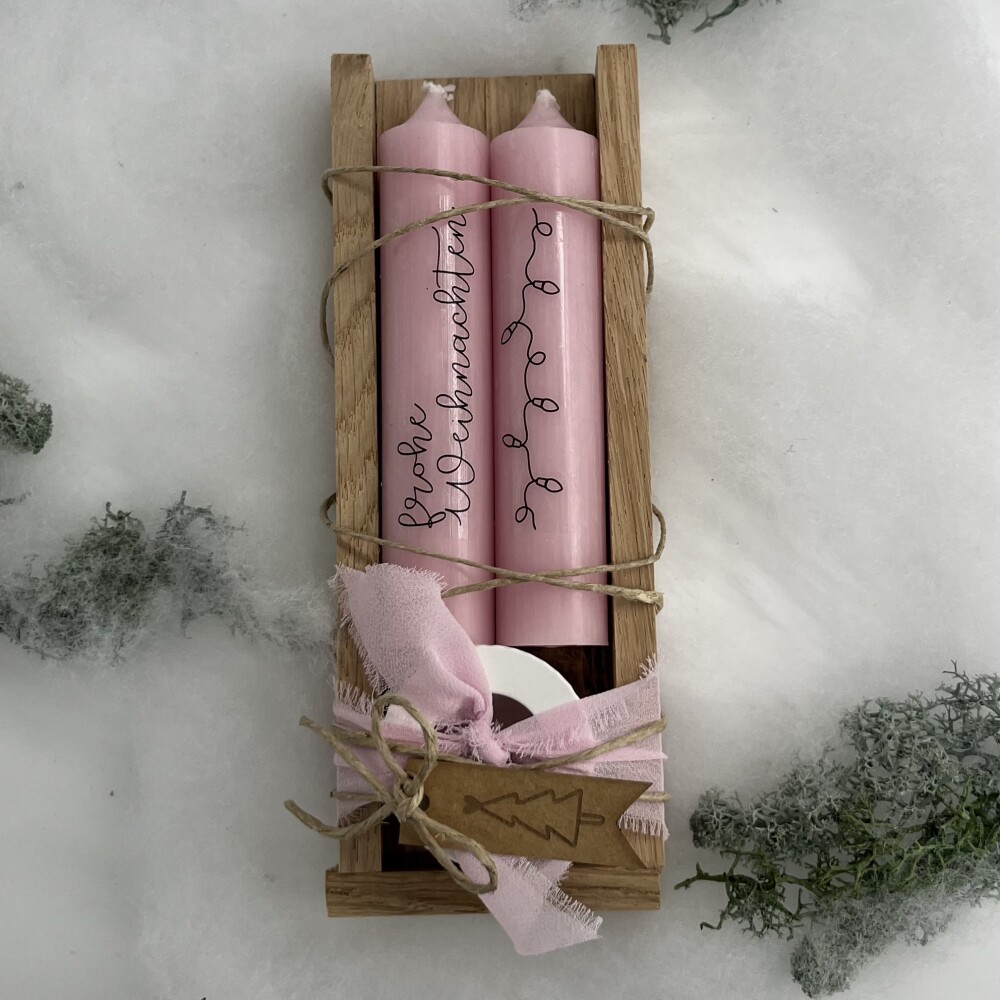 Frauegschichte - isaMi Weihnachts-Kerzenset "frohe Weihnachten" - rosa