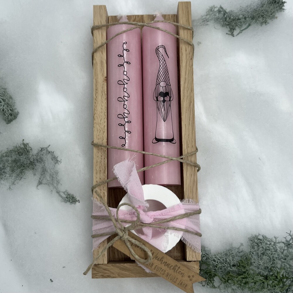 Frauegschichte - isaMi Weihnachts-Kerzenset "Hohoho" - rosa