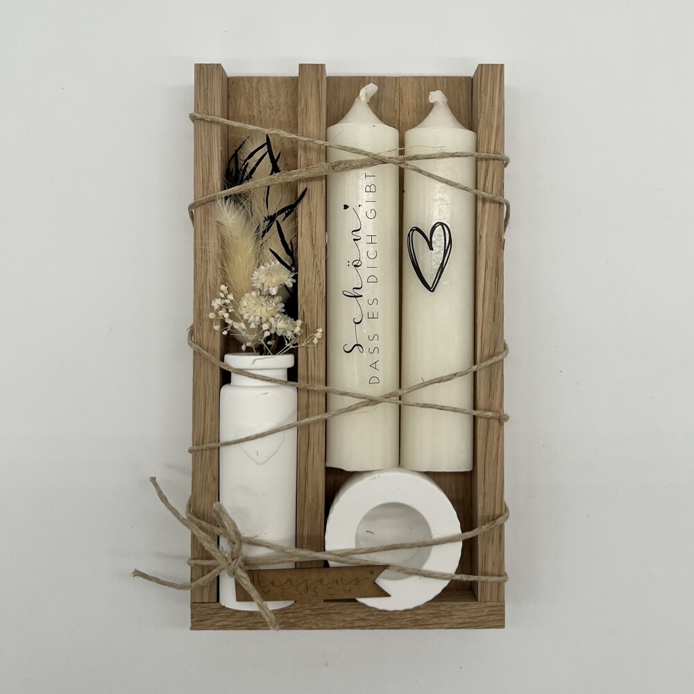 Frauegschichte - isaMi Kerzenset "Schön, dass es dich gibt" elfenbein