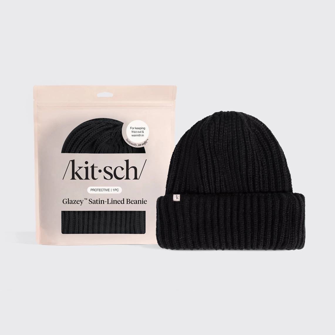 /kit·sch/ Beanie mit Satinfutter - schwarz Frauegschichte - /kit·sch/ Beanie mit Satinfutter - schwarz