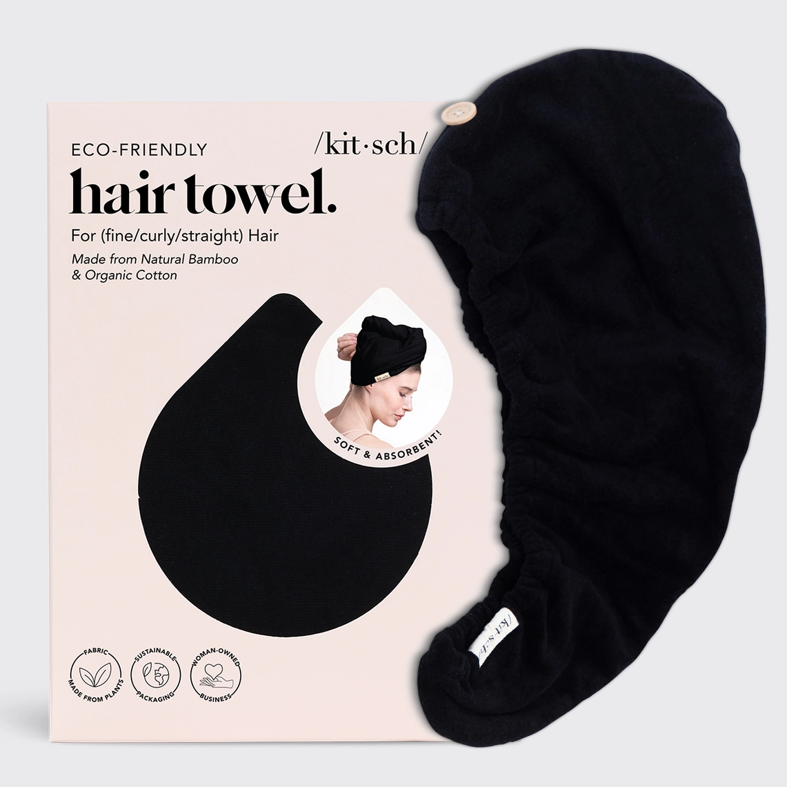 /kit·sch/ Haar-Handtuch - schwarz Frauegschichte - /kit·sch/ Haar-Handtuch - schwarz