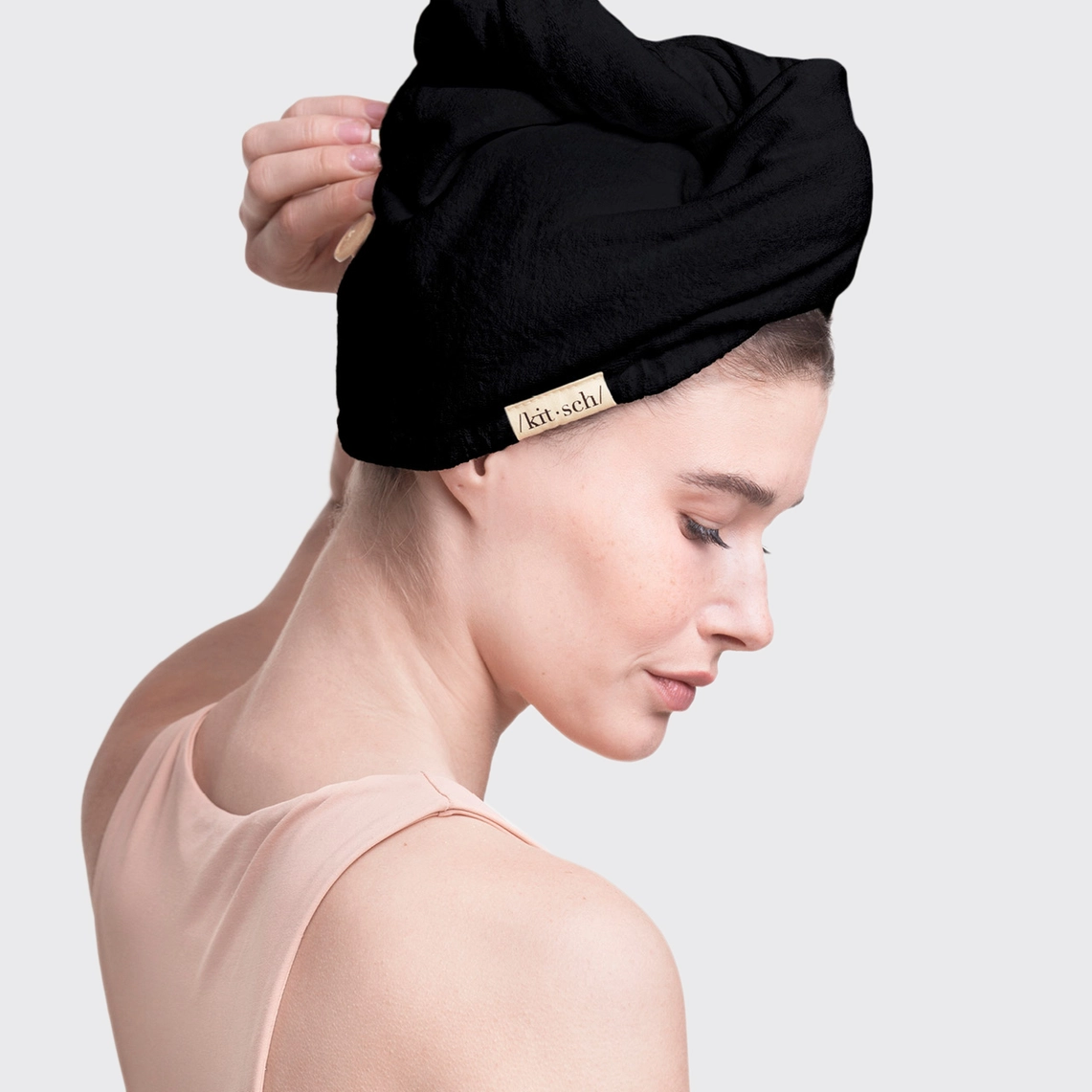 /kit·sch/ Haar-Handtuch - schwarz Frauegschichte - /kit·sch/ Haar-Handtuch - schwarz