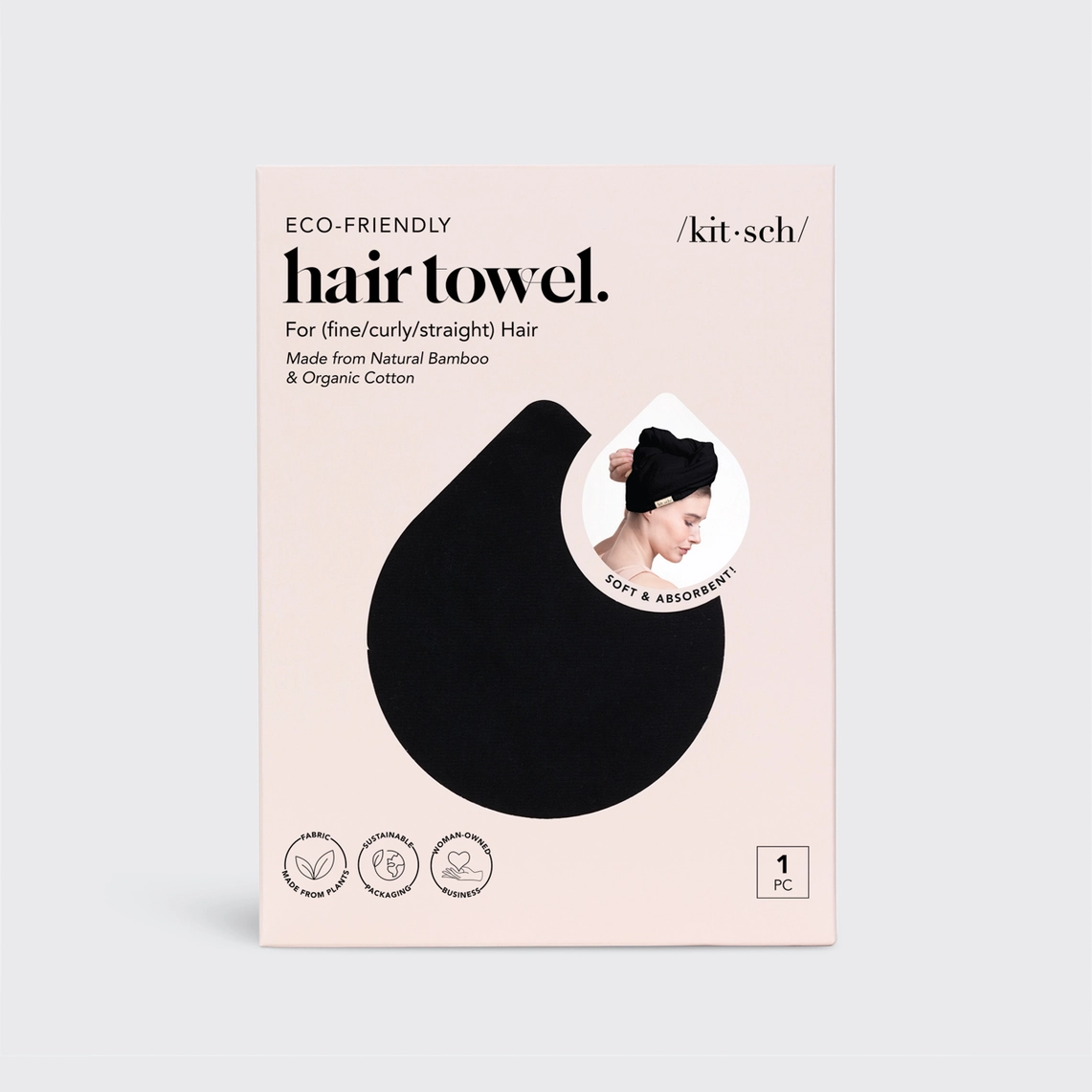 /kit·sch/ Haar-Handtuch - schwarz Frauegschichte - /kit·sch/ Haar-Handtuch - schwarz