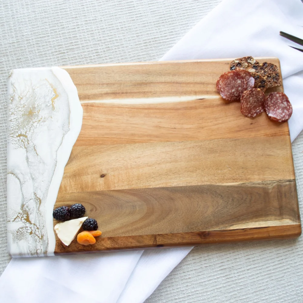 Frauegschichte - Lynn & Liana Designs Charcuterie-Brett gross: weiss-gold