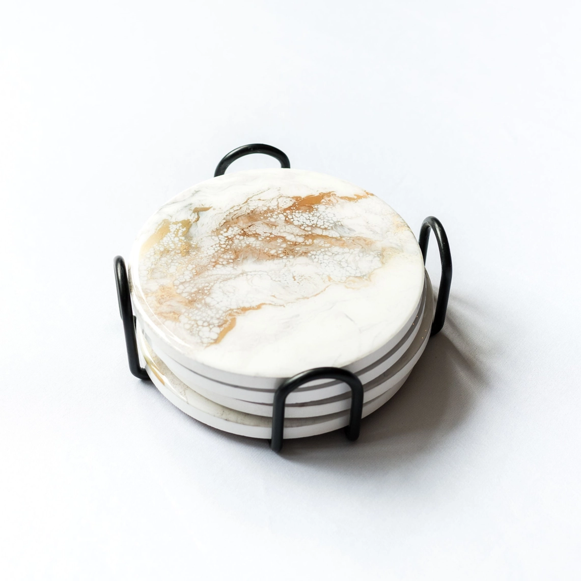 Lynn & Liana Designs Untersetzer: weiss-gold Frauegschichte - Lynn & Liana Designs Untersetzer: weiss-gold