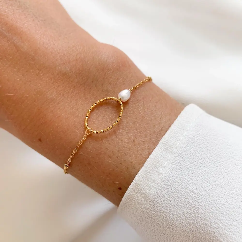 Frauegschichte - Meora Paris Armband Ring mit weisser Perle