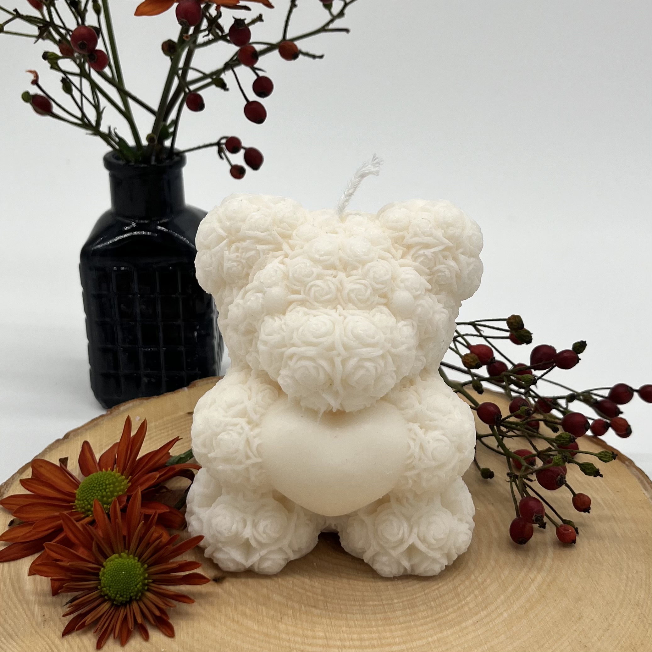 Ritual Spirit ltd. Kerze Rosen-Teddybär gross mit Herz natur Frauegschichte - Ritual Spirit ltd. Kerze Rosen-Teddybär gross mit Herz natur