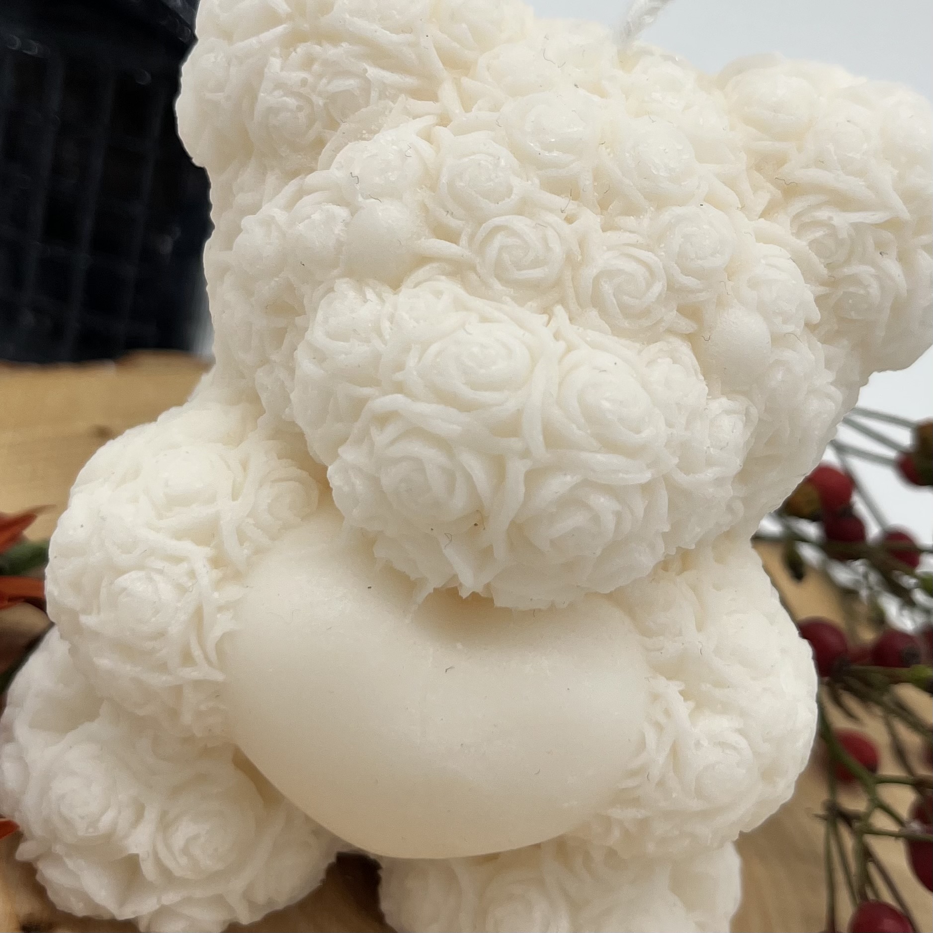 Ritual Spirit ltd. Kerze Rosen-Teddybär gross mit Herz natur Frauegschichte - Ritual Spirit ltd. Kerze Rosen-Teddybär gross mit Herz natur