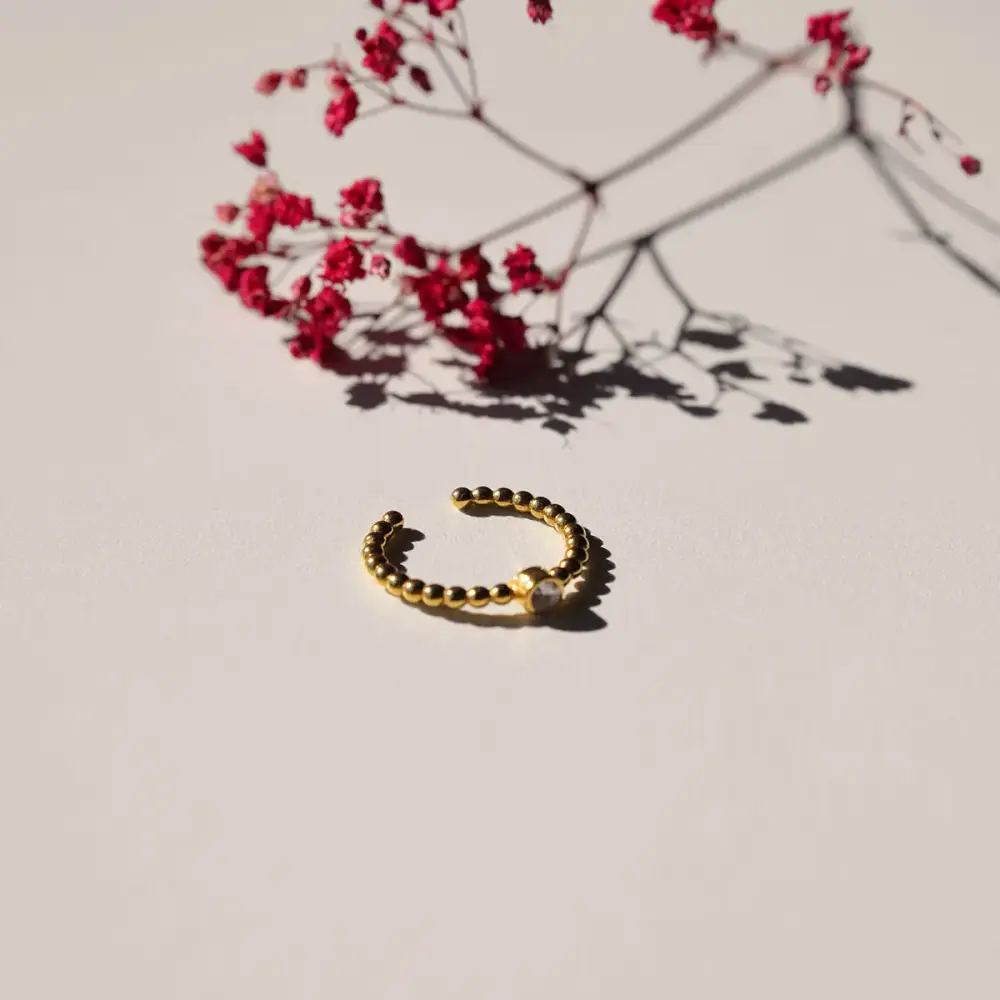 Frauegschichte - Vinoos Single-Ring gold - rosa Stein