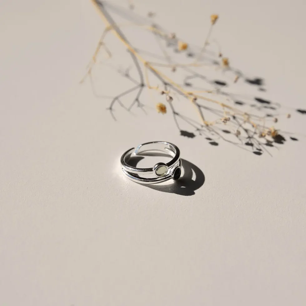 Vinoos Double-Ring silber - türkis & schwarz Frauegschichte - Vinoos Double-Ring silber - türkis & schwarz